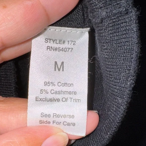 CAbi Black Tuxedo Fringe Cashmere Cotton Cardigan size medium - Picture 4 of 6